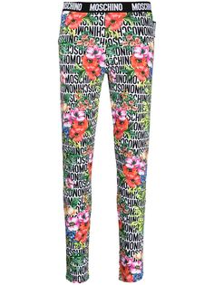 Moschino легинсы с цветочным принтом и логотипом