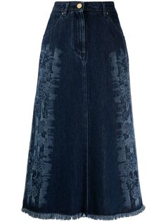 Alberta Ferretti джинсовая юбка с цветочным принтом