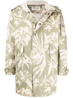 Saint Laurent leaf pattern hooded parka