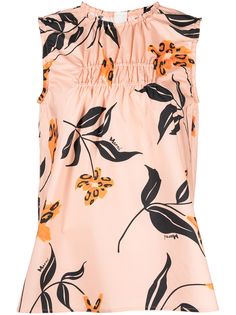 Marni ruched floral-print tank top