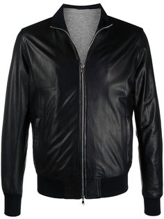 Barba zipped leather jacket