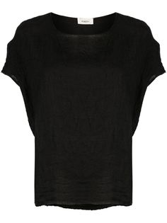 Barena crop-sleeve linen top