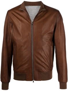 Barba zipped leather jacket