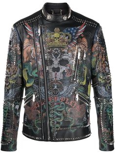 Philipp Plein байкерская куртка с принтом