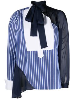 Sacai полосатая рубашка с бантом