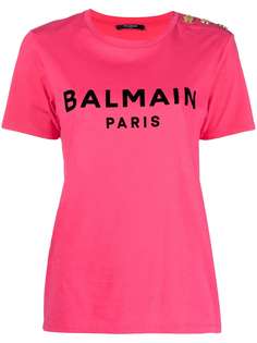Balmain футболка с фактурным логотипом