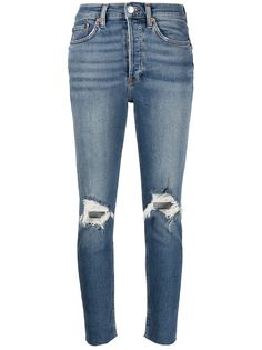 RE/DONE ripped cropped slim-fit jeans