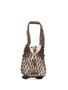 Brunello Cucinelli mesh leather tote bag