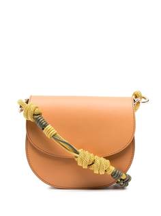 Closed woven-strap shoulder bag