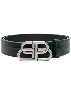 Balenciaga BB crocodile-effect belt