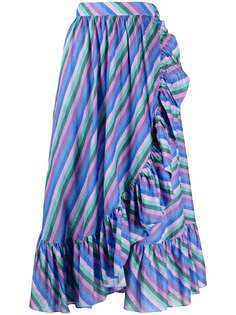 Zimmermann striped ruffle-trim skirt