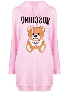 Moschino платье-худи с вышивкой Teddy Bear