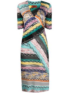 Missoni panelled striped V-neck dress