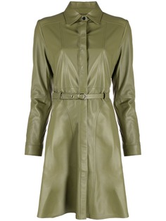 Arma leather belted coat