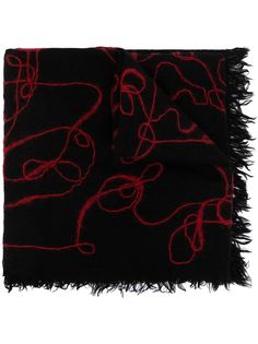 Yohji Yamamoto шарф с узором и бахромой
