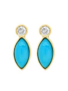 Jennifer Meyer серьги из желтого золота с бриллиантами и бирюзой