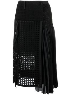 Sacai гипюровая юбка миди