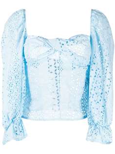 Federica Tosi блузка с длинными рукавами и английской вышивкой