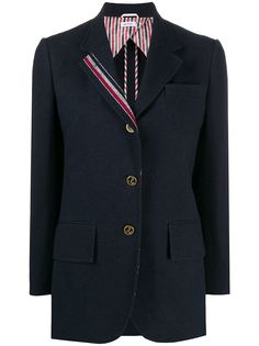 Thom Browne однобортный блейзер с контрастными полосками на лацкане