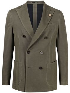 Lardini double-breasted cotton-blend blazer