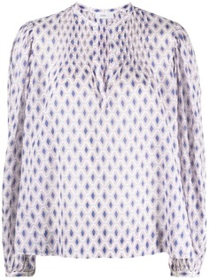 Closed geometric-print long-sleeved blouse