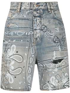 AMIRI джинсовые шорты с принтом пейсли