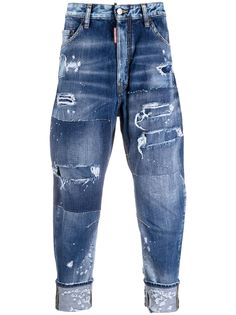 Dsquared2 укороченные джинсы в технике пэчворк