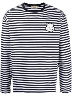 Maison Kitsuné fox-patch striped T-shirt