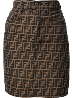 Fendi Pre-Owned джинсовая юбка с узором Zucca