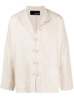 Lardini toggle-fastening linen-blend jacket