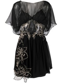 Alberta Ferretti sheer floral embroidered dress