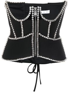 AREA crystal embellished corset top