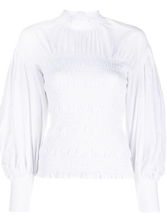 GANNI puff sleeves ruched blouse