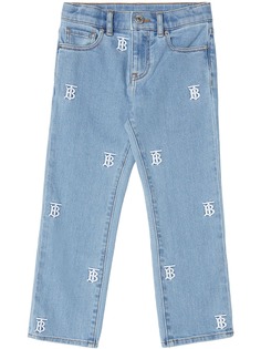 Burberry Kids monogram-embroidered jeans