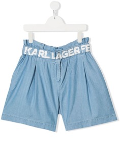 Karl Lagerfeld Kids TEEN logo-waist chambray shorts