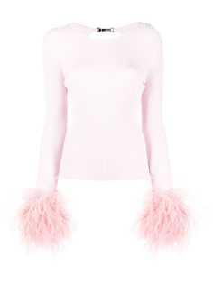 Blumarine removable feather cuff knitted top