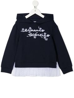 Ermanno Scervino Junior худи с вышивкой и оборками