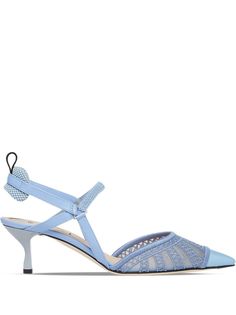Fendi macramé-detail slingback pumps