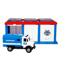 Гараж Пламенный мотор Сити Полиция, с фургоном, 22 х 14.5 х 9