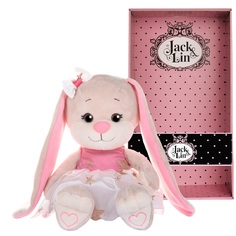 Мягкая игрушка Jack&Lin Зайка в Бело-Розовом Платьице со Звездочками 20 см