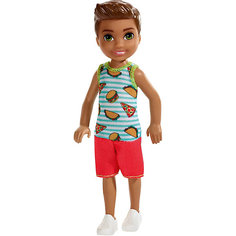 Мини-кукла Barbie Семья Челси, Шатен в комбинезоне с пиццей Mattel