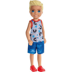 Мини-кукла Barbie Семья Челси Блондин в комбинезоне со щенками Mattel