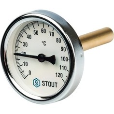 Термометр STOUT биметаллический Dn 63 мм гильза 75 мм 1/2 с погружной гильзой (SIM-0001-637515)