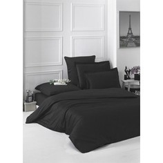 Комплект постельного белья Karna 1,5 сп, сатин, однотонный Loft черный (2985/CHAR008)