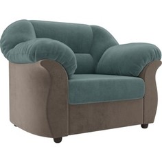 Кресло Лига Диванов Карнелла велюр бирюза/коричневый