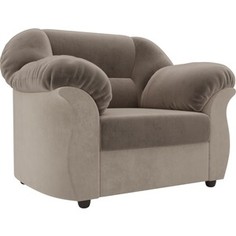 Лига Диванов Кресло Карнелла велюр коричневый/бежевый