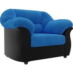 Лига Диванов Кресло Карнелла велюр голубой экокожа черный