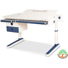 Детский стол Mealux Oxford BL BD-930 BL с ящиком столешница белая (дерево)/накладки на ножках синие