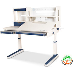 Детский стол Mealux Oxford BL BD-930 BL с полкой столешница белая (дерево)/накладки на ножках синие