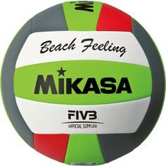 Мяч для пляжного волейбола Mikasa VXS-BFL р.5, синт.кожа(ТПУ), лого ВФВ, 18 пан., маш.сшивка, бут.кам, зеленый-серый-красный
